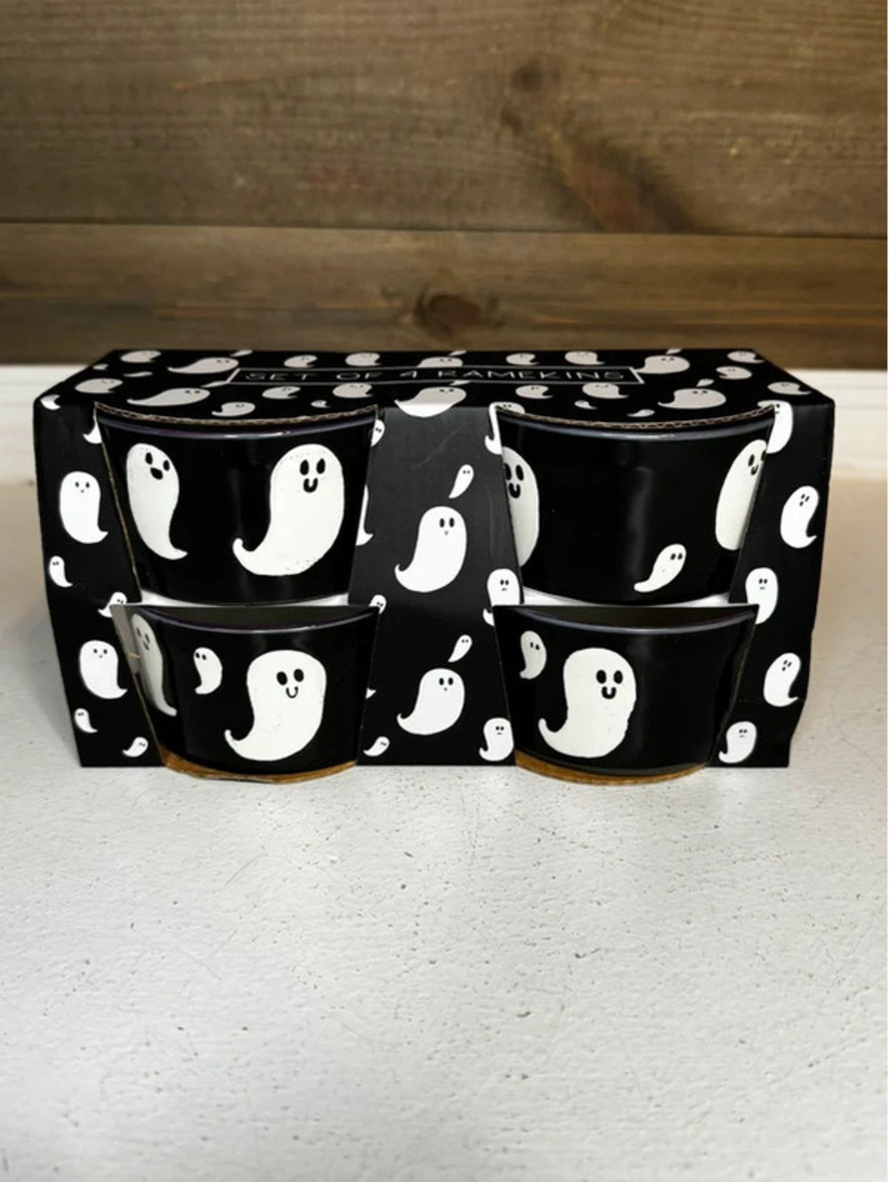 Set of 4 Ghost Ramekins - Halloween Ghost Bowls - Ceramic Halloween Snack Cups